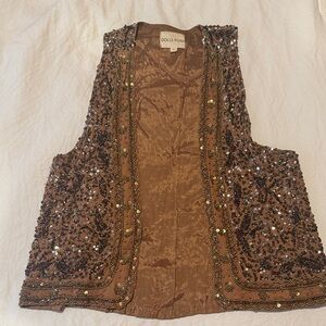 Brown and Gold Sequin Women's Vest